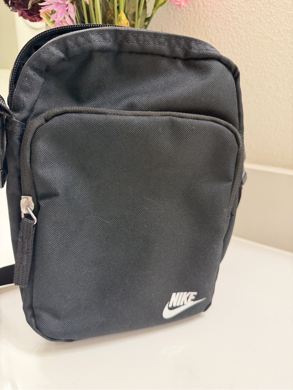 Nike Black Compact Crossbody Bag with White Logo